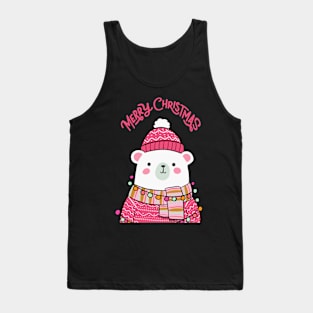 Merry Christmas a cute polar bear ready for the holiday Tank Top